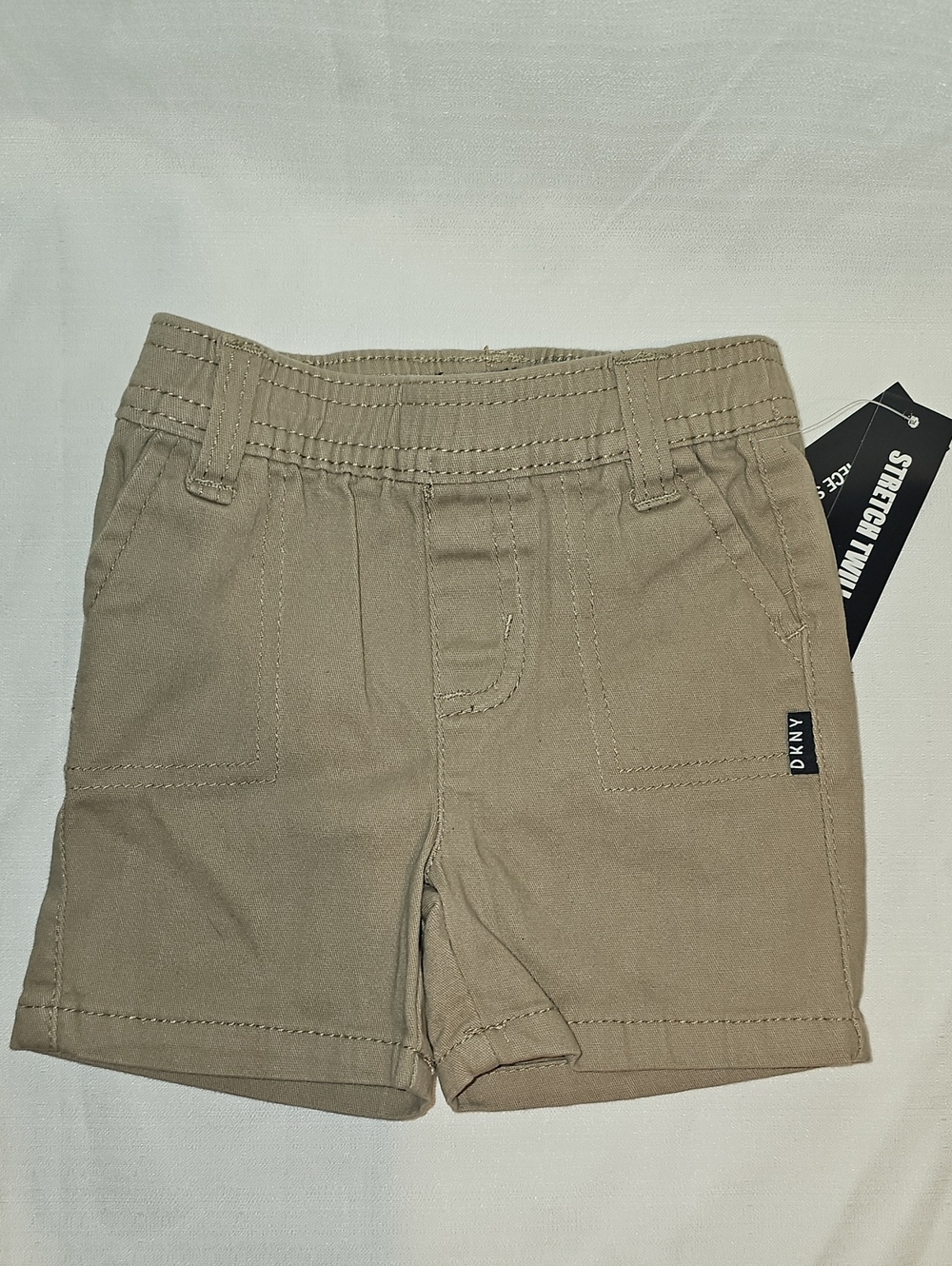 DKNY Baby 0/3 Months Stretch Twill Khaki Pull On Casual Shorts New